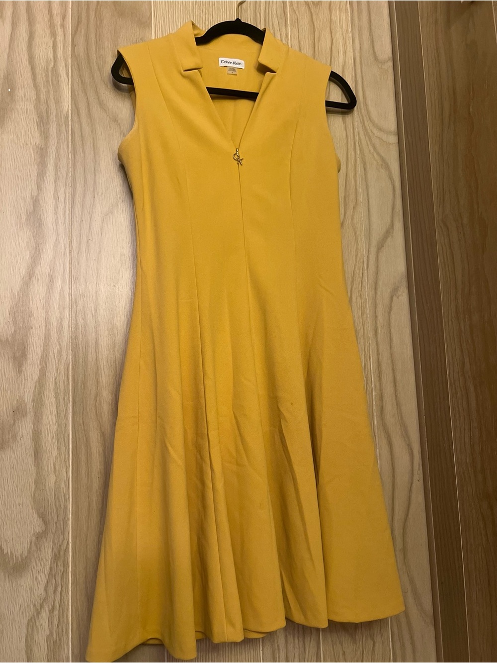 Calvin Klein Mustard Yellow Sleeveless A-Line Dress